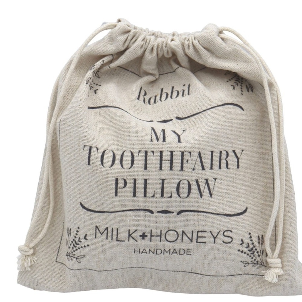 Milk+Honeys Tooth Fairy Pillow Kids OS Rabbit Giraffe Beige Linen Handmade New